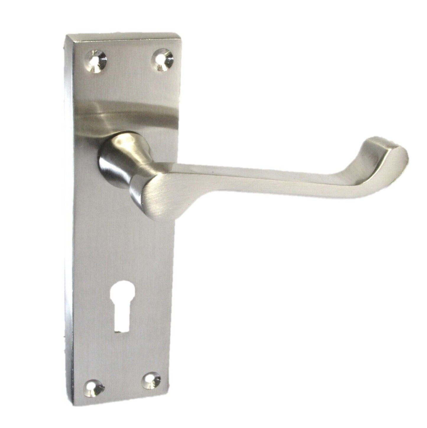 Satin Nickel Victorian Scroll Lock Door Handles + 3 Lever MOTICE SASH Lock x1