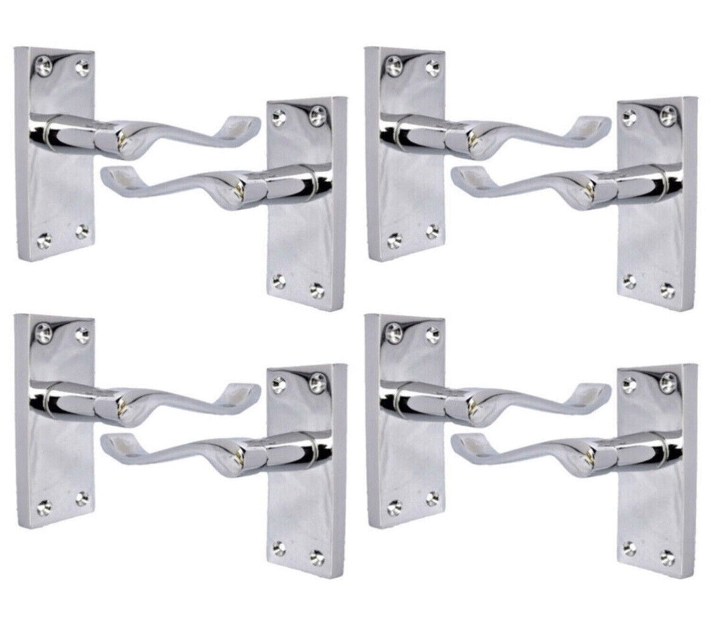 Chrome Door Handles - Polished Victorian Scroll Interior Handles Pack Of 4 Pairs