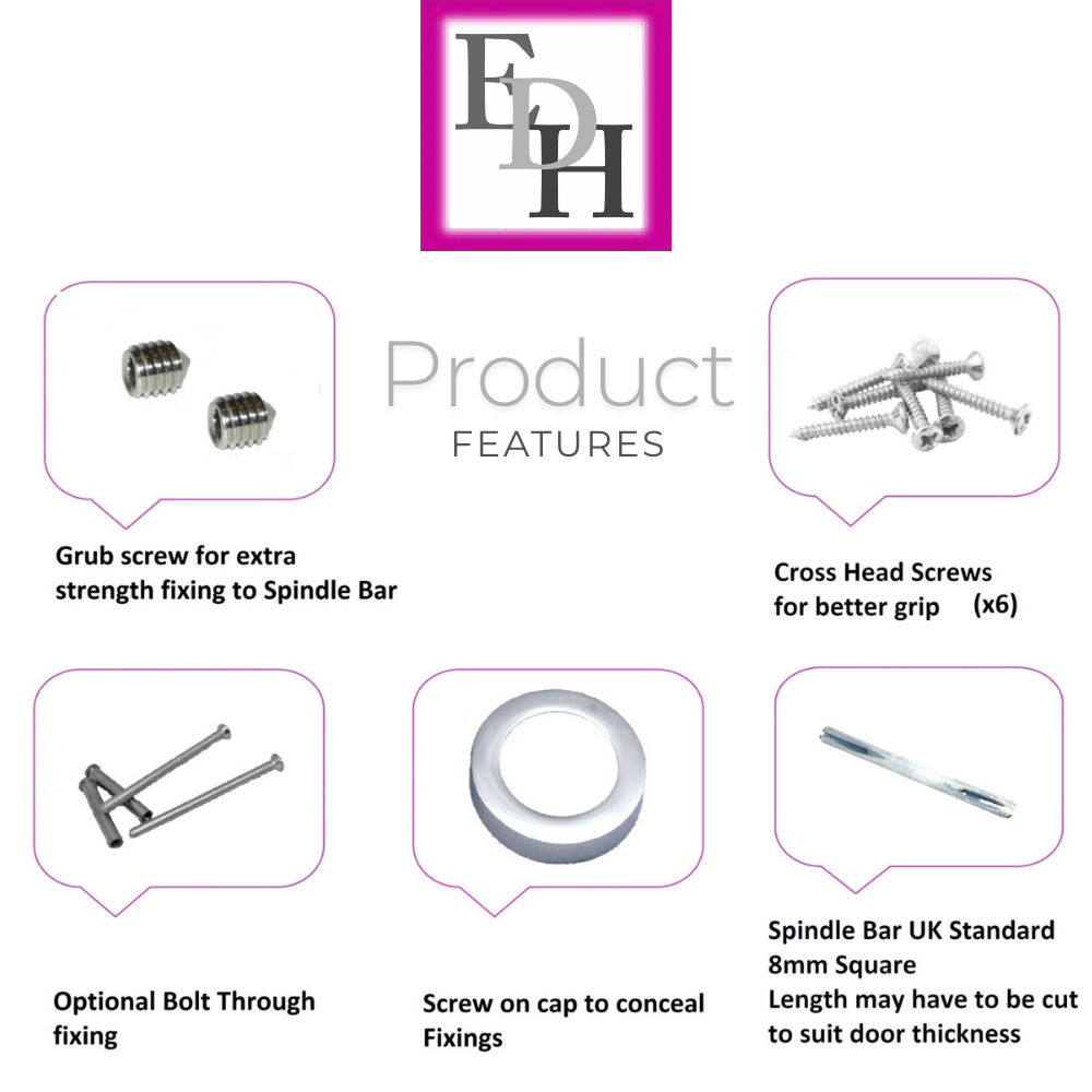 Modern Chrome Straight T-Bar Door Handles with Round Rose + Tubular Latch