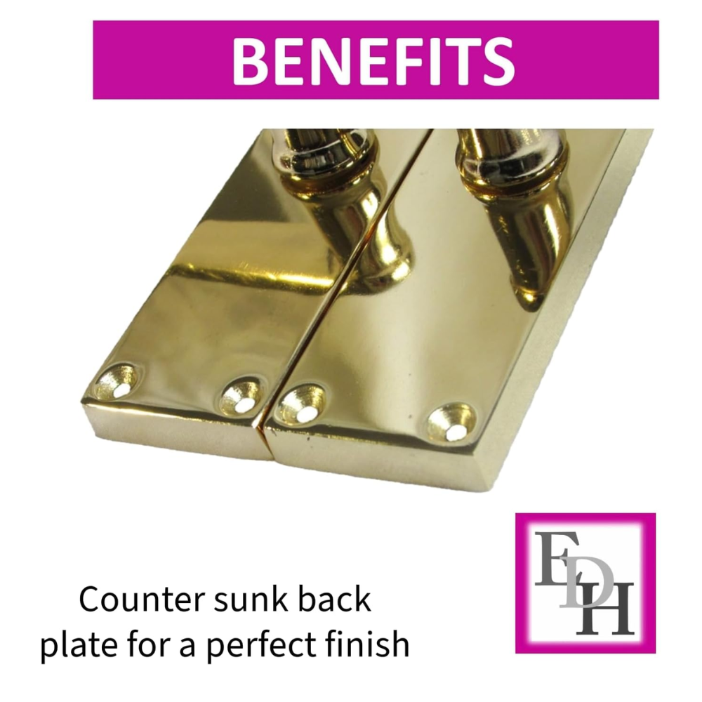 InteriorDoor Handles Victorian Straight Lever Latch Brass Finish + Tubular Latch, 4 Pairs