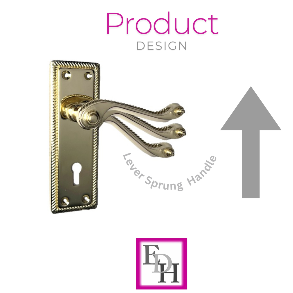 Georgian Style Scroll Brass Finish Door Handles, Internal Door Handles, 4 Pairs