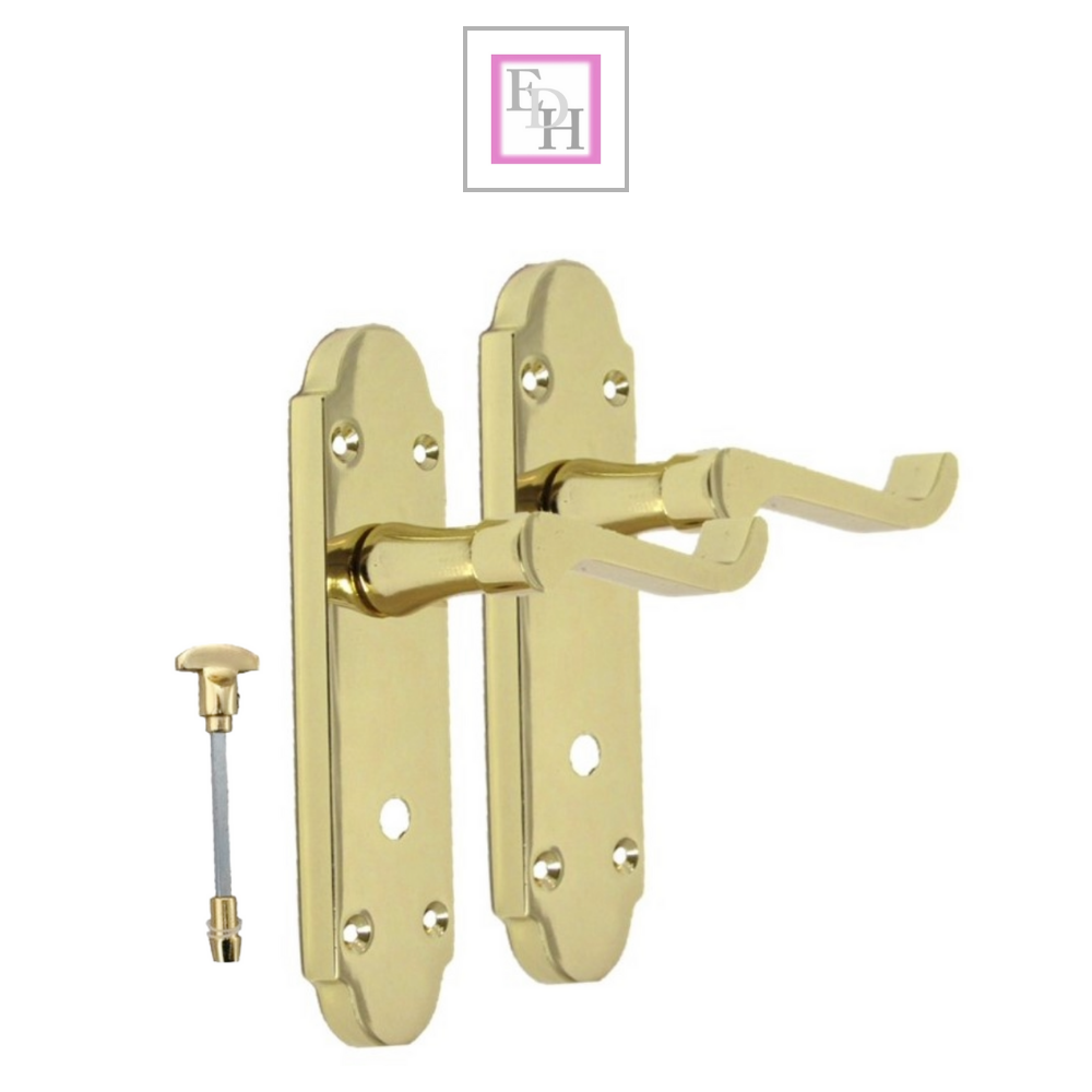 Brass Finish Epsom Victorian Scroll on Shaped Back Plate Lock Door Handle