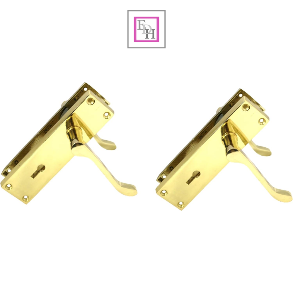 Lock Door Handles Modern Brass Victorian Scroll Interior Door Handle 2 Pairs+