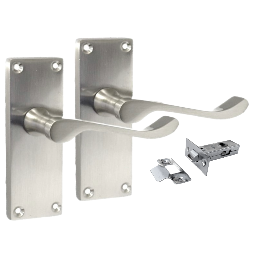 Door Handles Satin Nickel Scroll Latch Modern Victorian Handles
