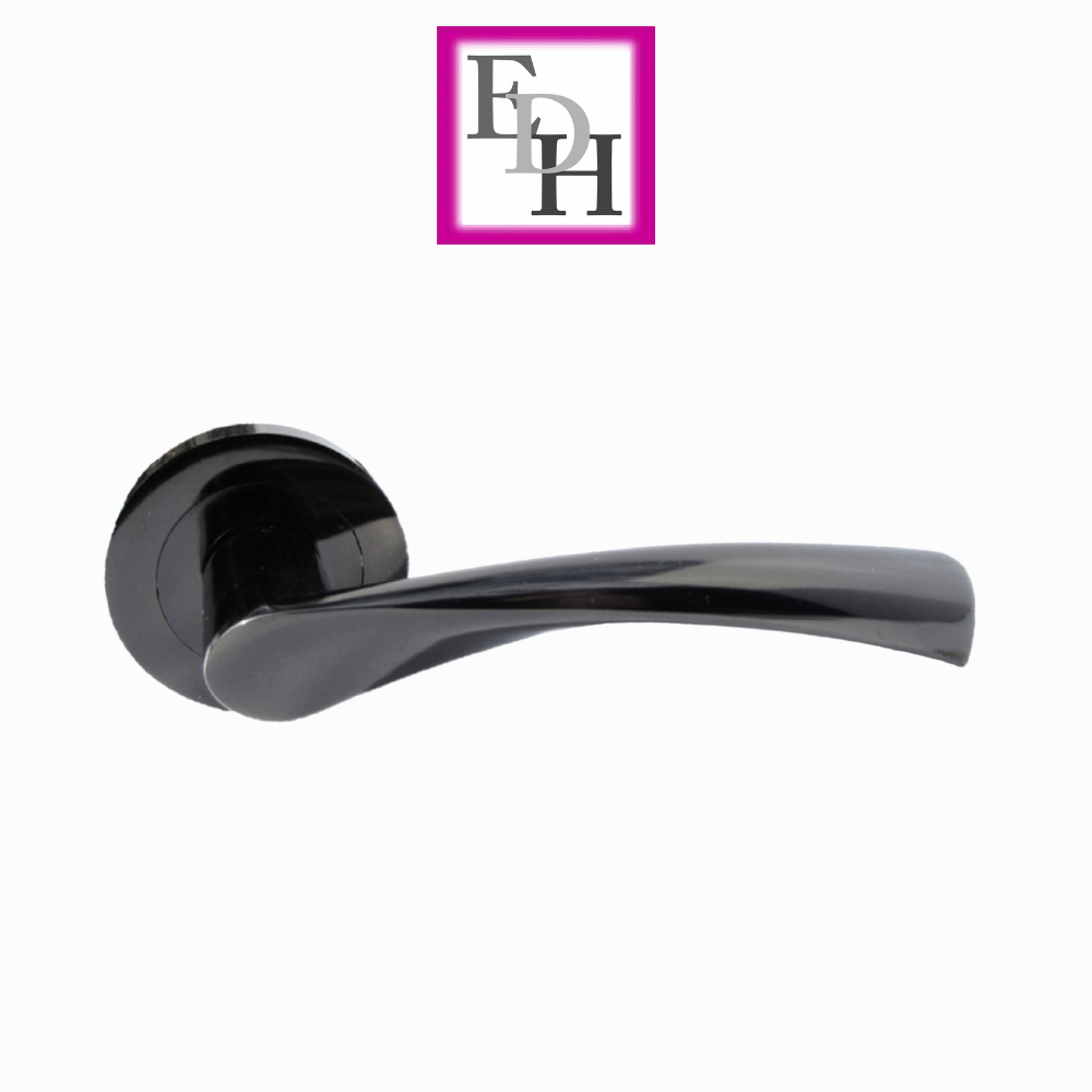 MODERN BLACK Nickel TWIST DOOR HANDLES On Round Rose Door Handle Astrid