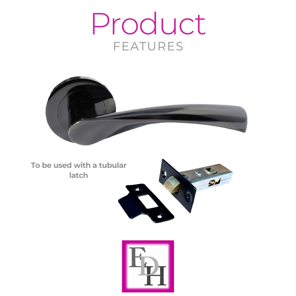 MODERN BLACK Nickel TWIST DOOR HANDLES On Round Rose Door Handle Astrid