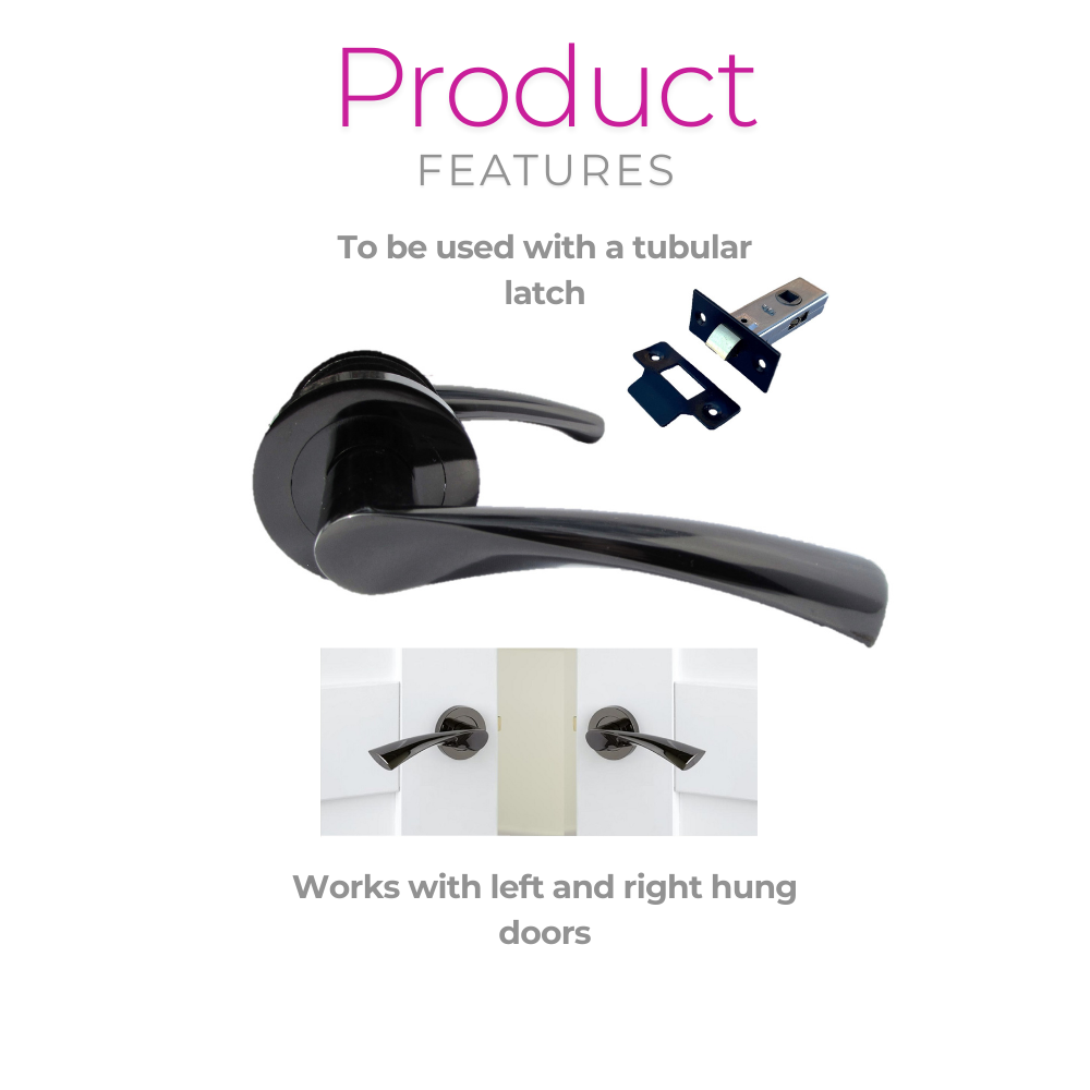 MODERN BLACK Nickel TWIST DOOR HANDLES On Round Rose Door Handle Astrid
