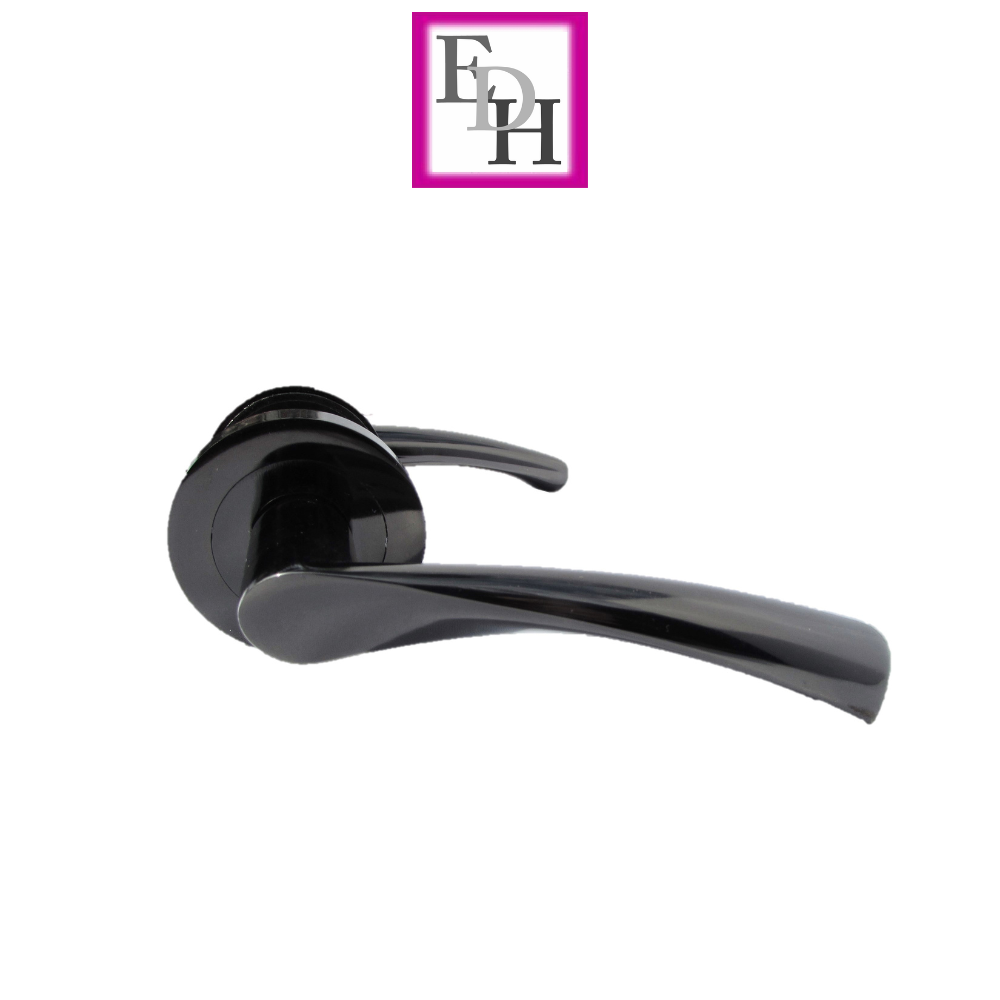 MODERN BLACK Nickel TWIST DOOR HANDLES On Round Rose Door Handle Astrid