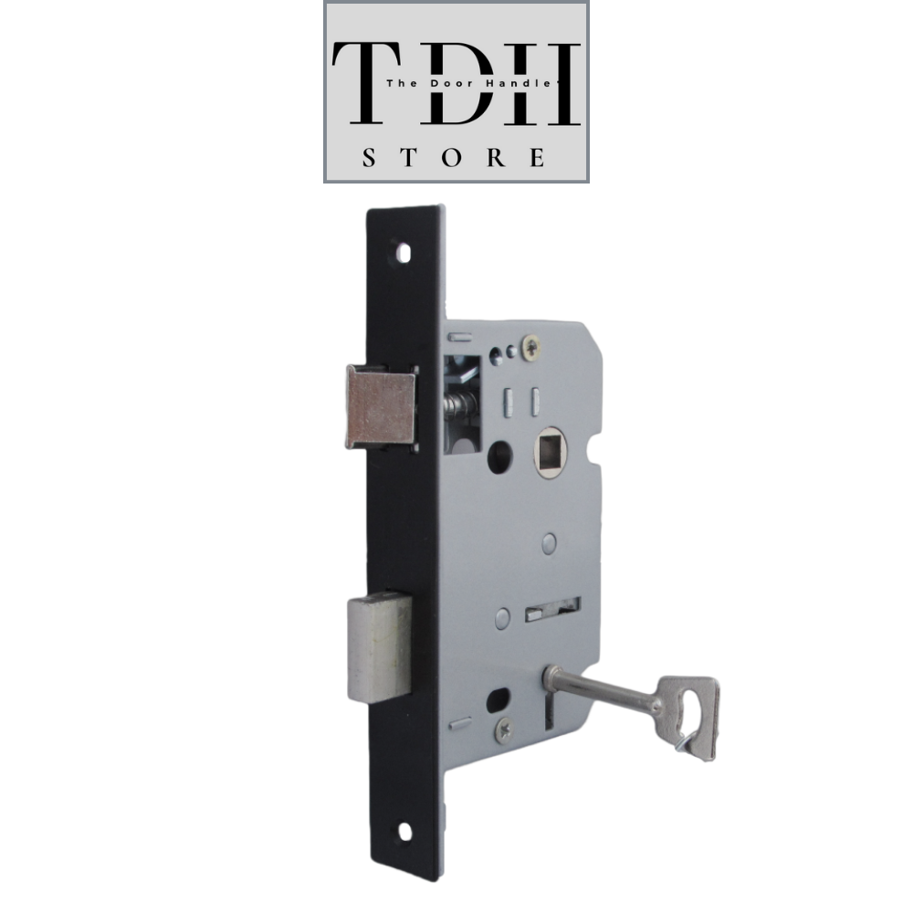 Door Handles Matt Black Finish Victorian Scroll Lock, Lever Lock & Keys.1
