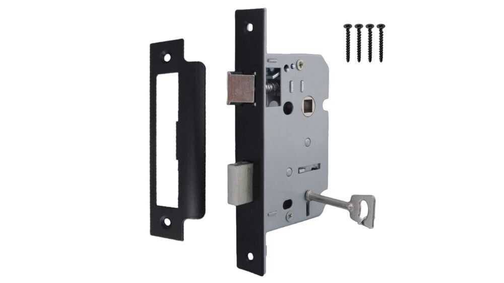 Door Handles Matt Black Finish Victorian Scroll Lock, Lever Lock & Keys.1