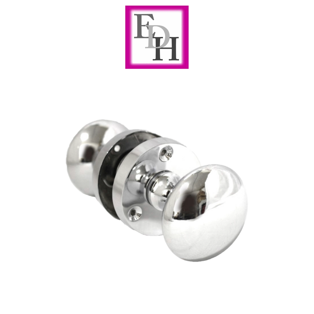 Chrome Door Knob Modern Round Rose Door Knob Silver Door Handle+Tubular Latch 6