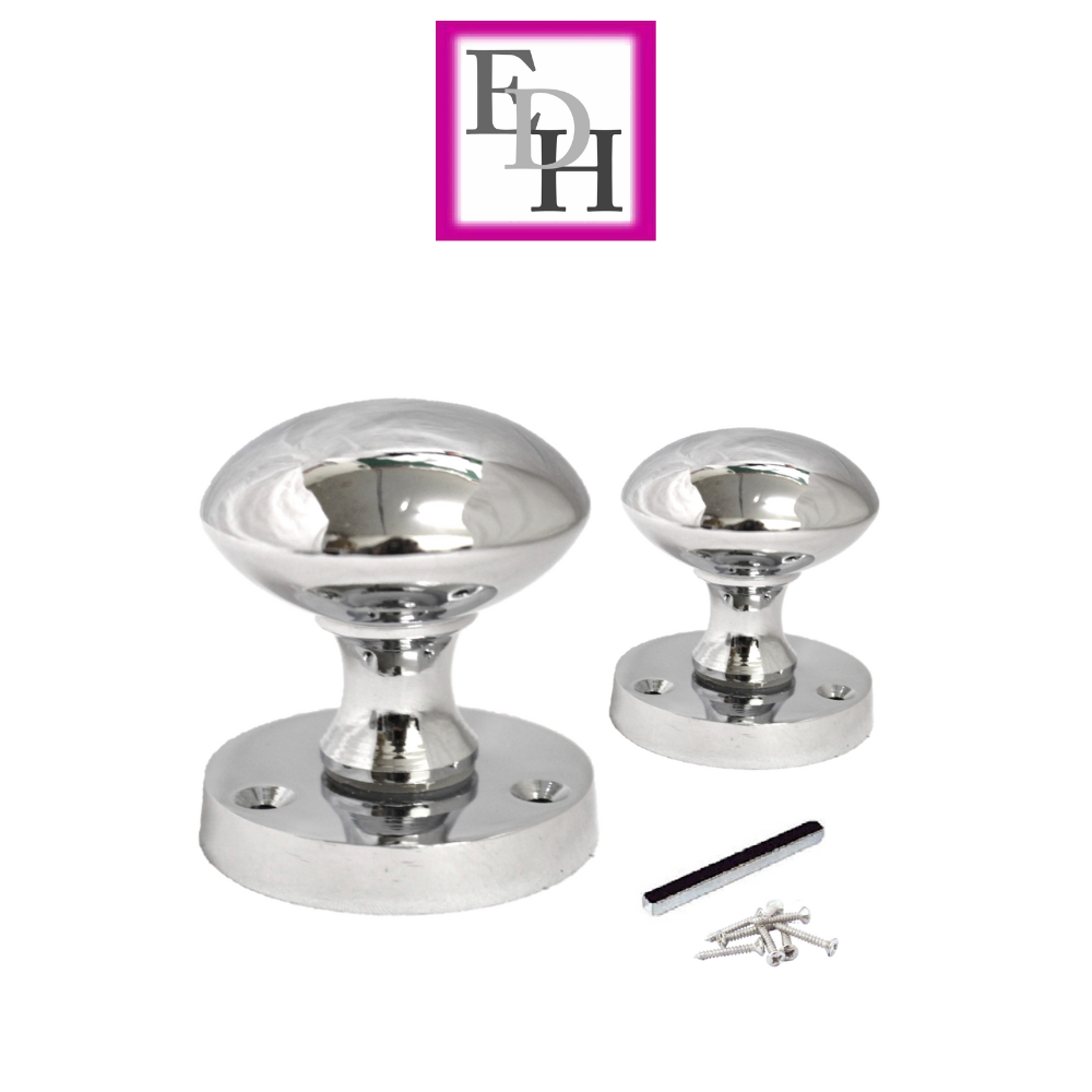 Chrome Door Knob Modern Round Rose Door Knob Silver Door Handles 1 Pair