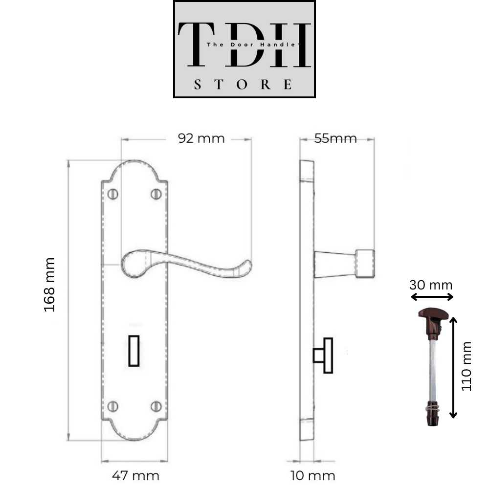 Victorian Style Interior Matt Black Bathroom Door Handles - Classic Design