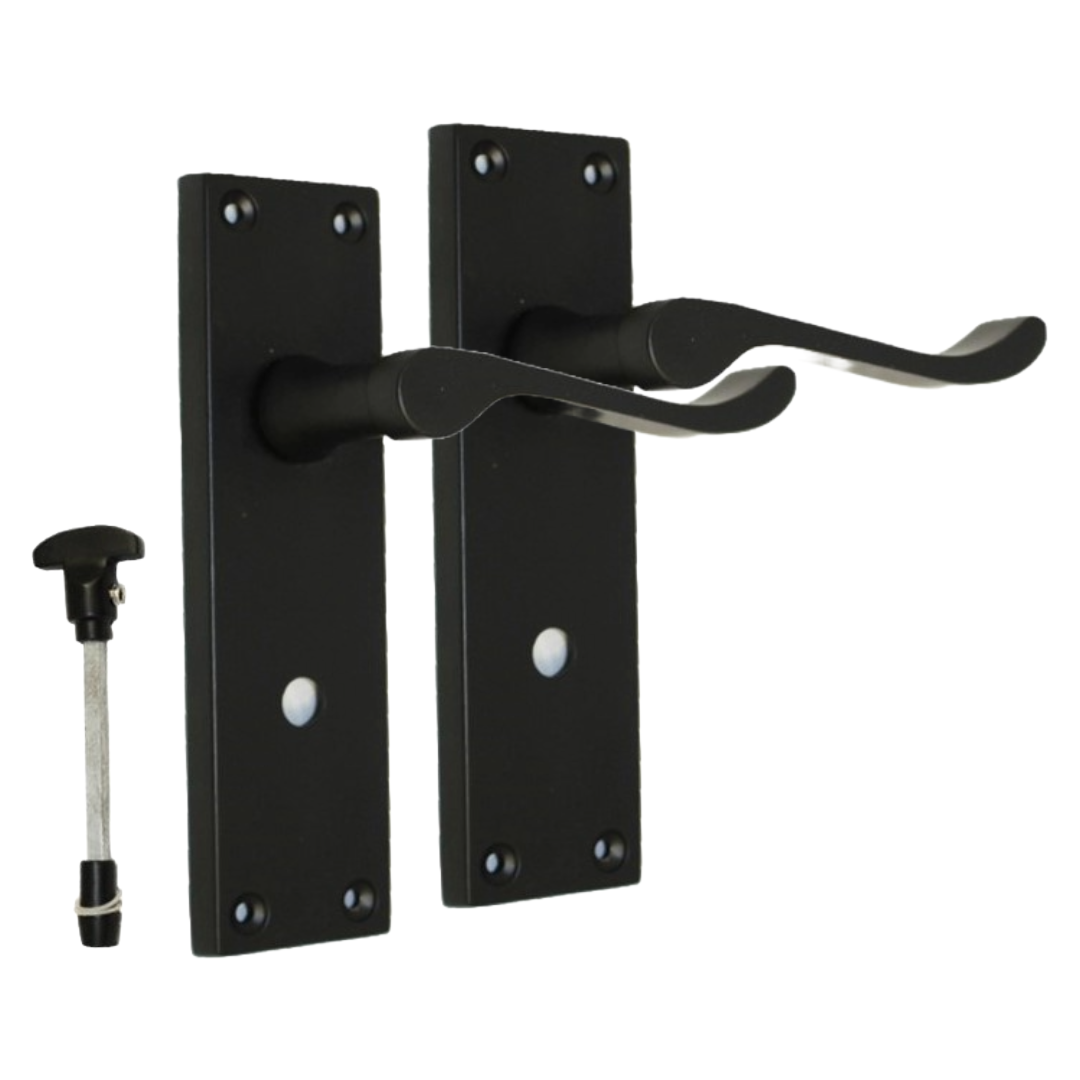 Victorian Black Bathroom Door Handle Set - 1 Pair