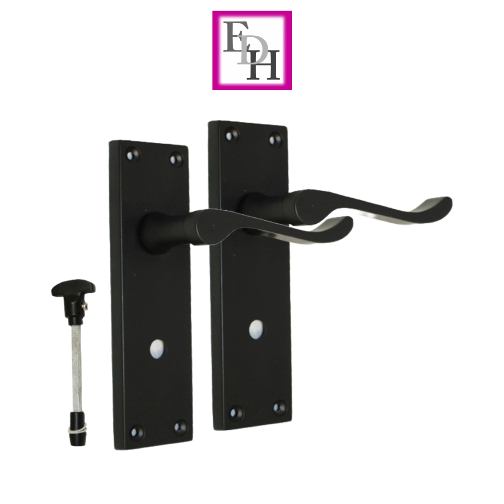 Victorian Black Bathroom Door Handle Set - 1 Pair