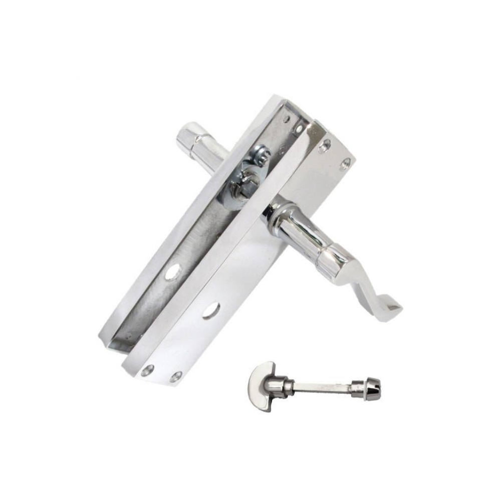 Chrome Bathroom Door Handle with Privacy Lock Set, Victorian Style Handle 1 Pair