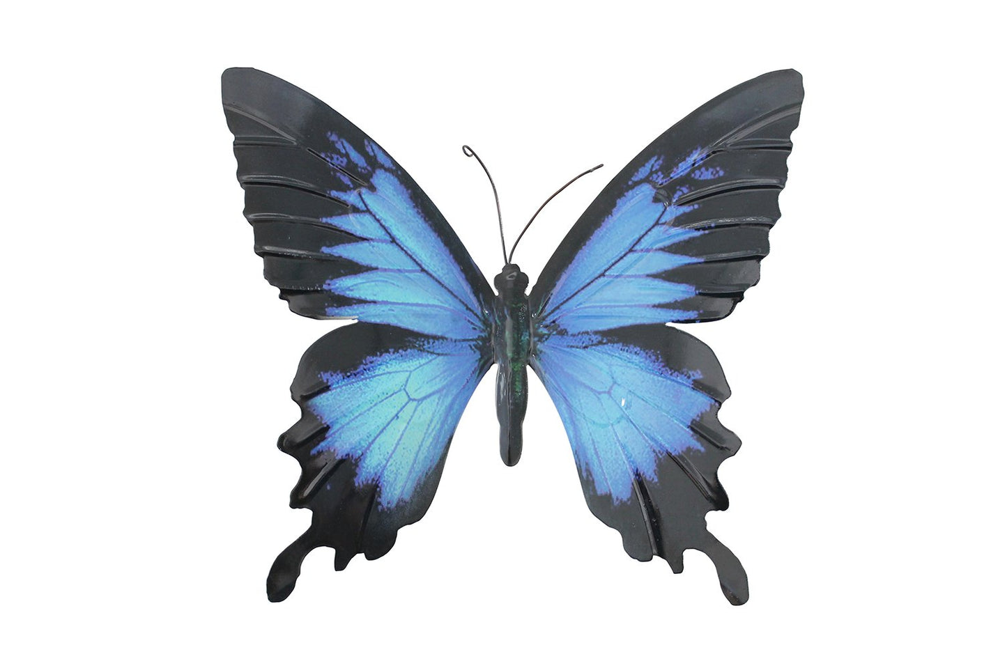 Primus Large Metal Butterfly Blue and Black Outdoor Garden Home Decoration Wall Art
