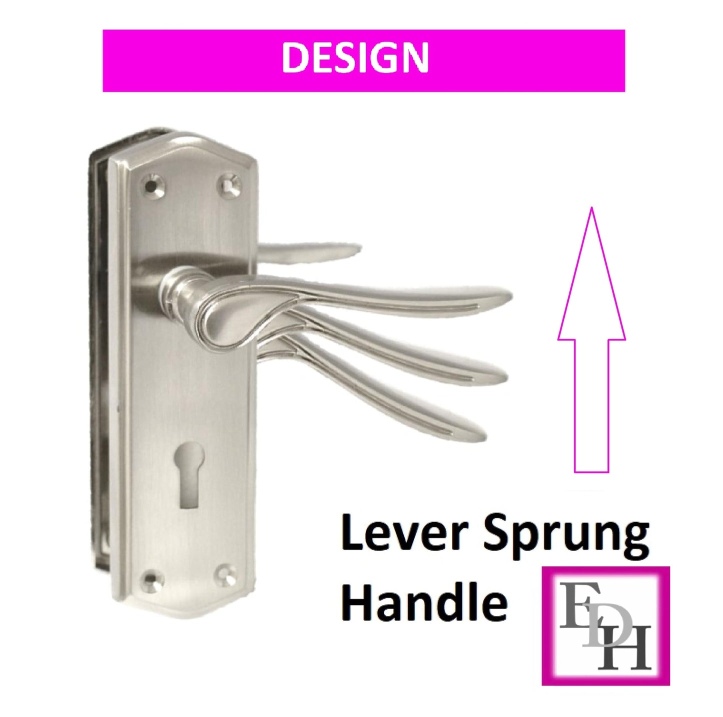 Premium Satin Nickel Internal Lock Door Handles with Long Back Plate and 3 Lever Mortise Sash Lock - Stellar Design, 4 Pairs of Lock Handles
