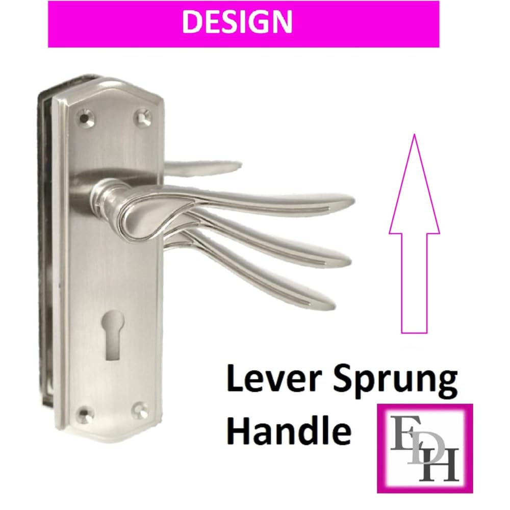 Premium Satin Nickel Internal Lock Handles with Long Back Plate and 3 Lever Mortise Sash Lock - Stellar Design, 4 Pairs