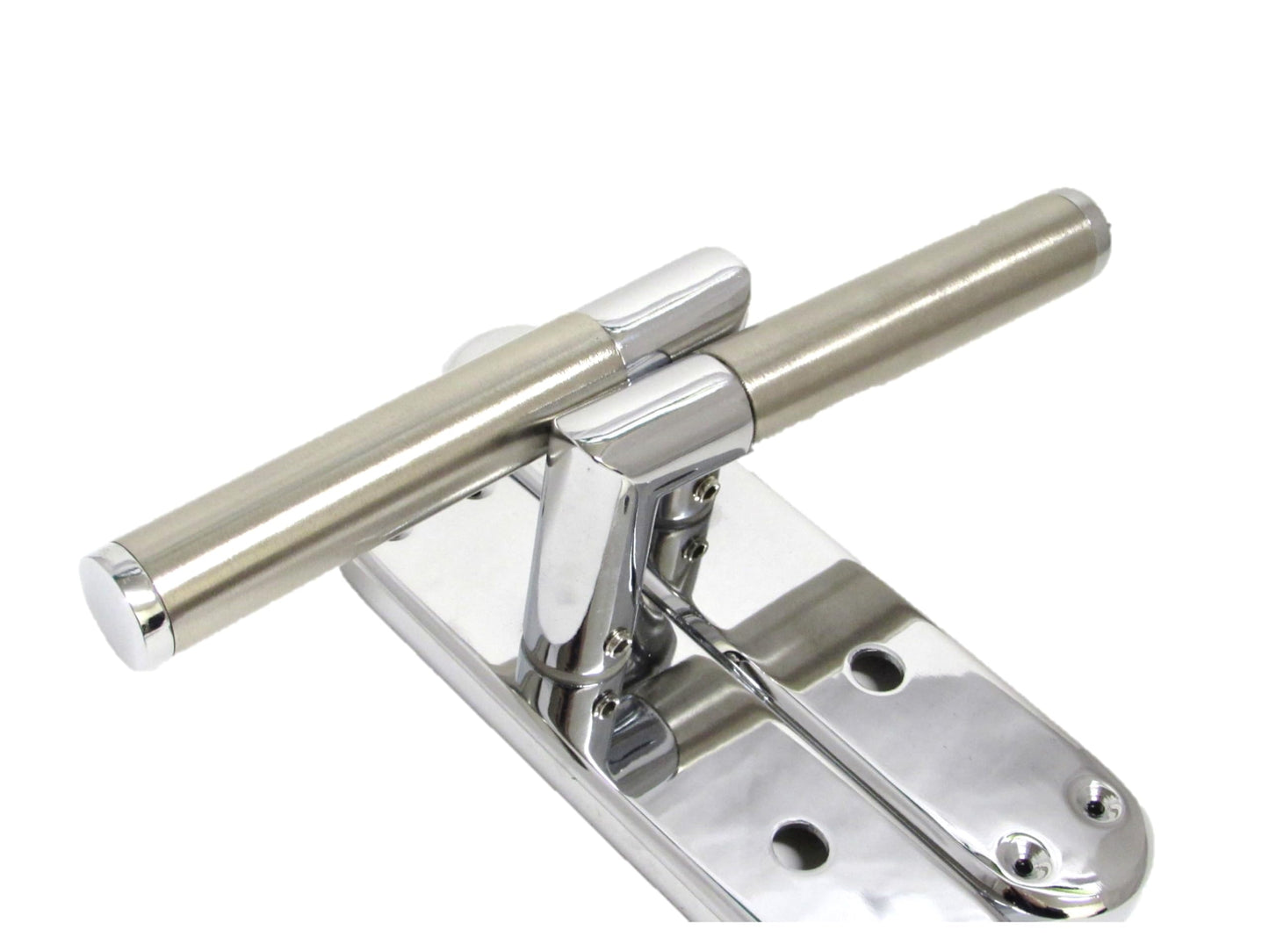 Haven Heritage Satin Nickel & Chrome Dual Finish Mitred Door Handles Lever Bathroom Lock, 1 Pair