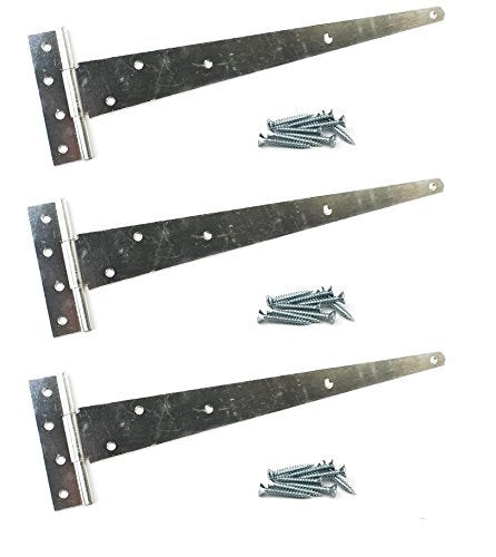 3X Galvanised Tee Hinges 24" 600mm Long Very Heavy Duty Gate Shed FIXINGS Included
