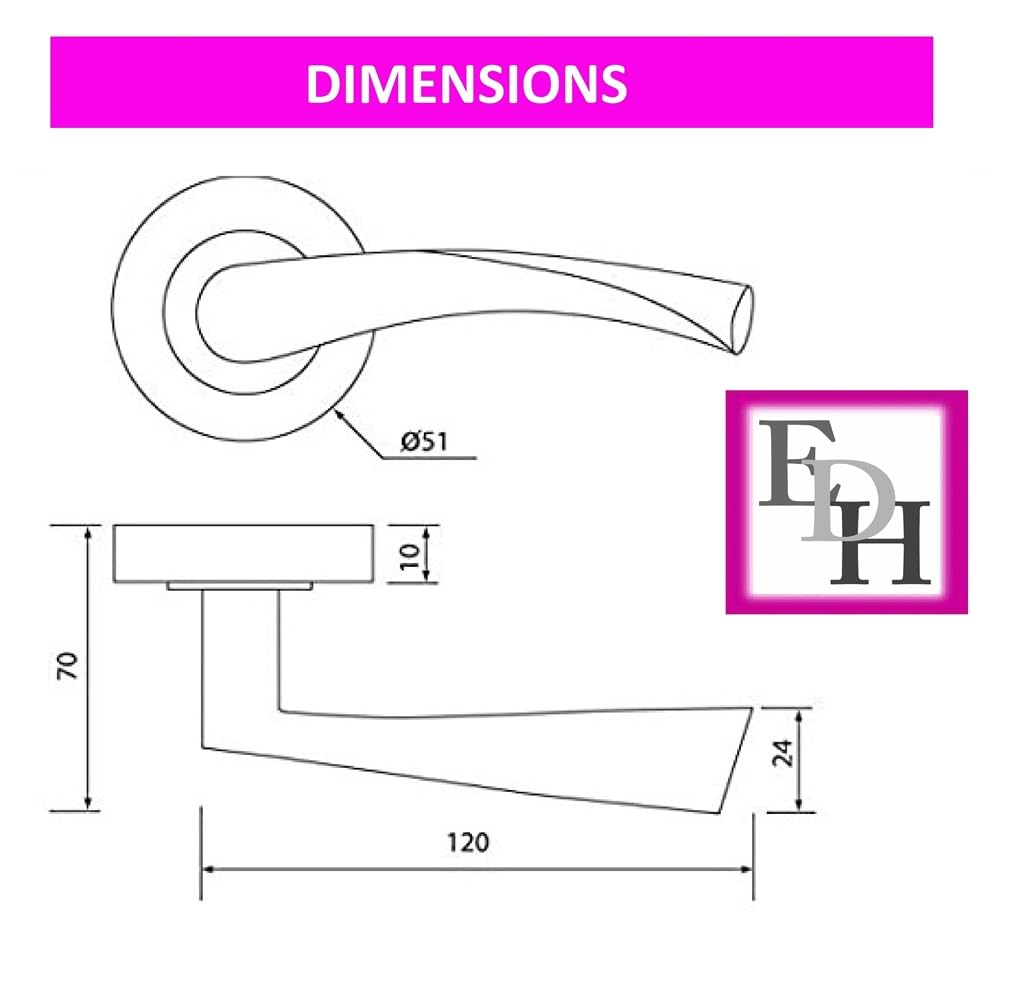 Epsom Door Handle Internal Satin Nickel Twist Door Handle Set, Interior Latch Lever on Rose, Door Latch Satin, Door Handle Latch, Bedroom, Front Door, 6 Pairs of Handles