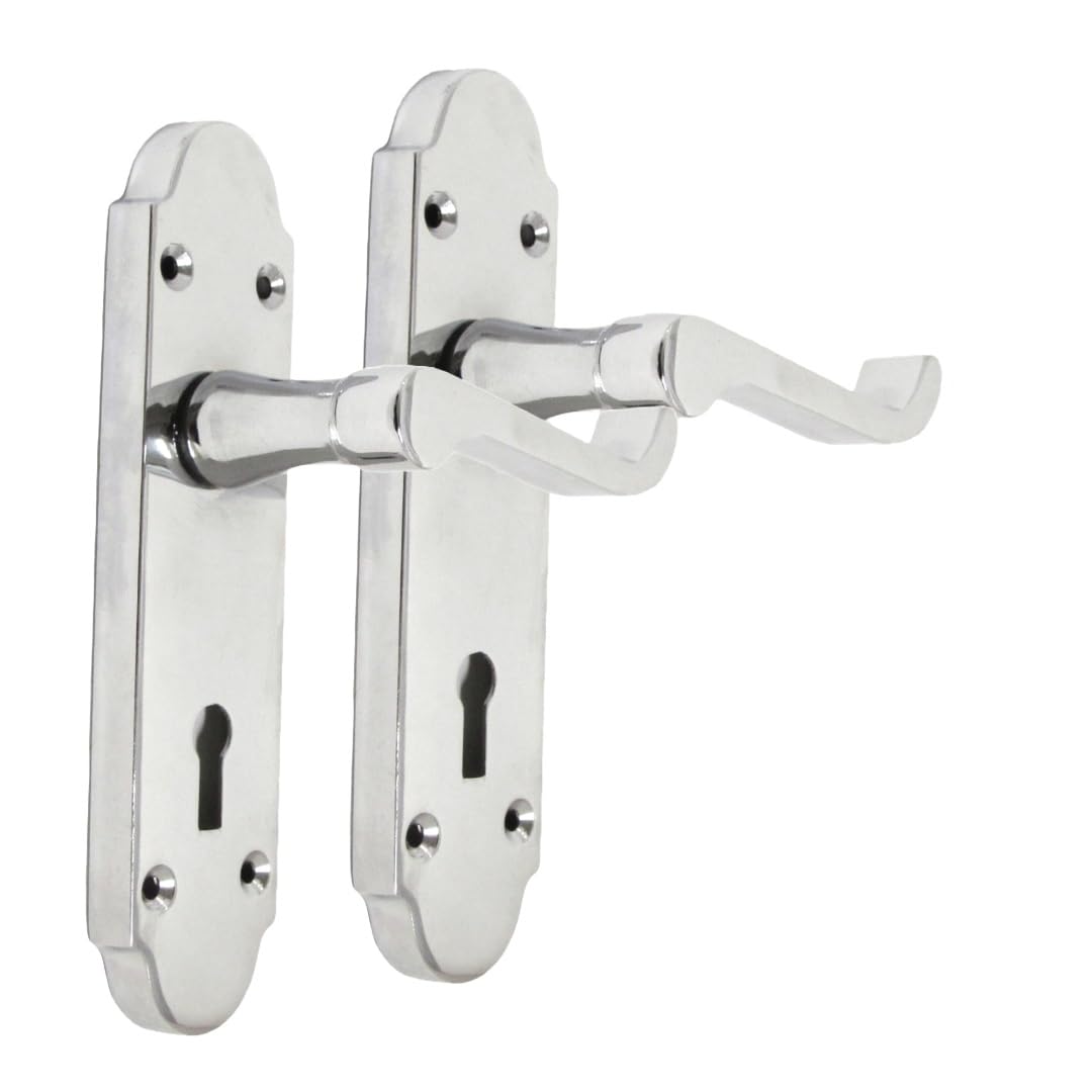 Epsom Door Handle - Chrome Internal Bathroom Door Handles - Door Handles Internal Sets, Chrome Door Handle Set for Internal Doors, Door Handle in Chrome, 170mm x 42mm