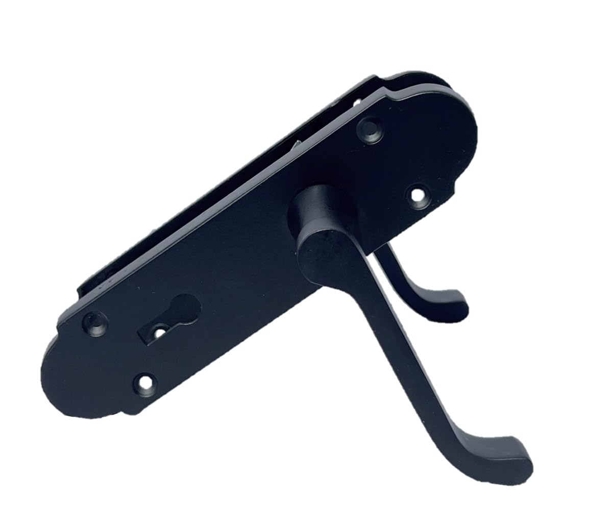 Epsom Door Handle - Matt Black Internal Door Handles - Including 2 Bathroom Sash Lock, 170mm x 42mm