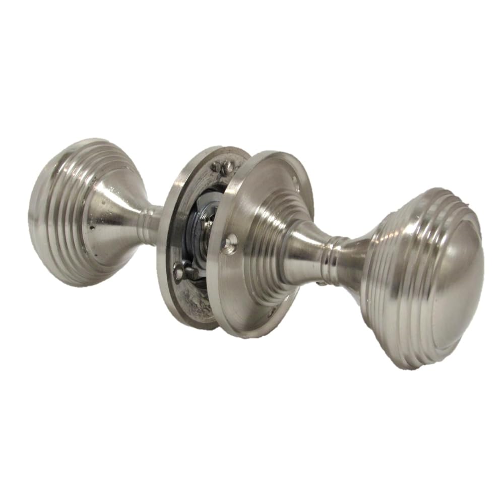 Queen Anne Reeded Mortice Door Knobs, Interior Door Knobs for Home, Round Internal Door Knob with Tubular Latch - Durable Satin Door Knobs (4 Pair of KNOBS)