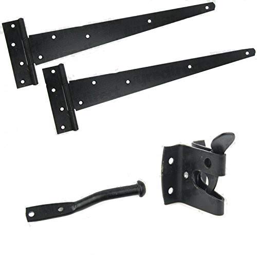 Haven Heritage Gate Hinge Set - Gate Fixings, Gate Hinges for Wooden Gates, Garden Gate Set - Garden Gate Hinges and Gate Catches for Wooden Gates - Small Garden Gate - 300mm Hinges + Auto Catch