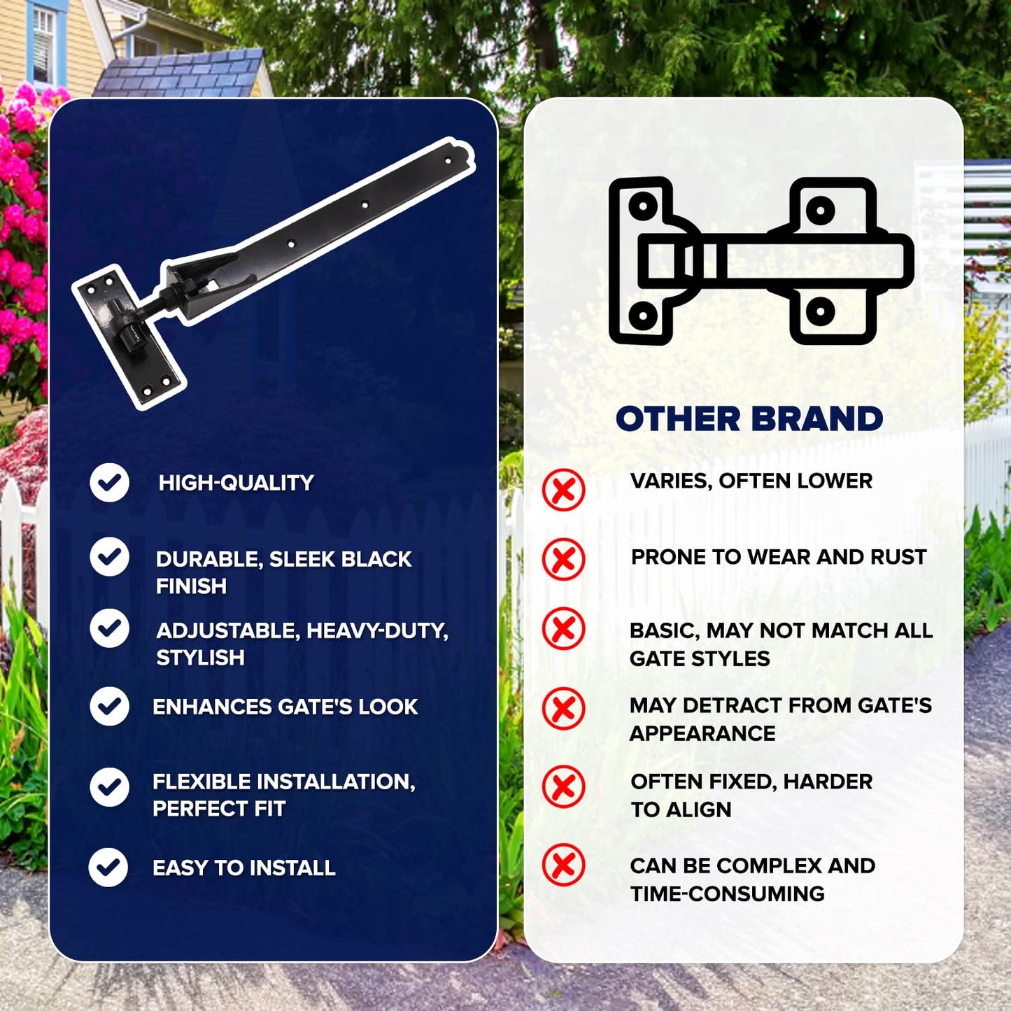 Wyre Direct Adjustable Gate Hinges Pair 600mm 24" Black Heavy Duty Hook and Band Stable