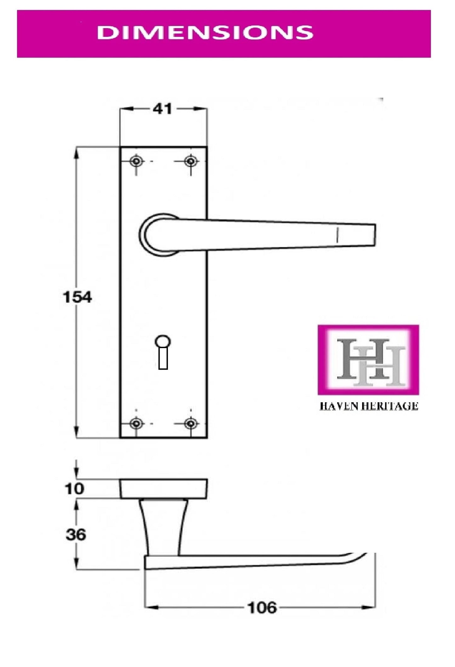 Victorian Straight Lever Latch Internal Lock Door Handles - Brass Plated Door Handles Internal, 150mm x 42mm Back Plate, 4 Pairs
