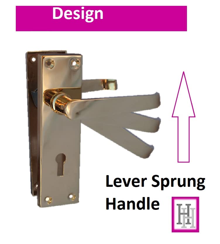 Victorian Straight Lever Latch Internal Lock Door Handles - Brass Plated Door Handles Internal, 150mm x 42mm Back Plate, 4 Pairs
