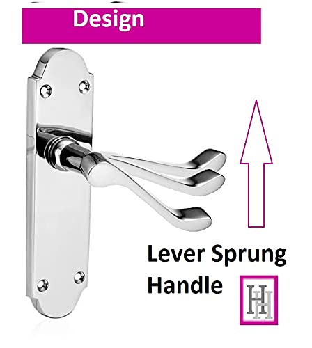 Internal Door Handles, Polished Chrome Door Handle - Silver Epsom Door Handles Internal Sets - Silver Door Handles for Internal Doors, Back Plate Size 170mm x 42mm - Sold as 4 x Pairs