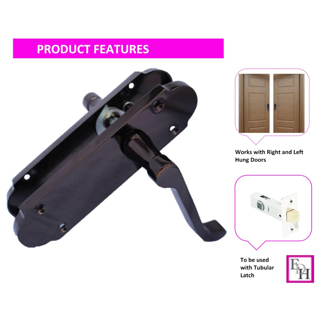 Black Nickel Internal Epsom Door Handles for Internal Doors, 170mm x 42mm