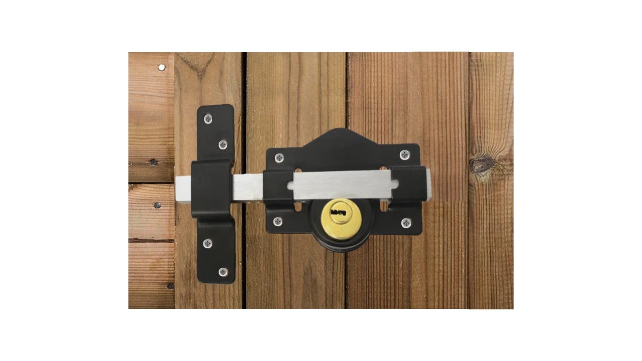 Haven Heritage ® 50mm Long Throw Gate Lock Double Locking Locking from Both Sides, gate Locks for Wooden Gates 5 Keys Stainless Steel