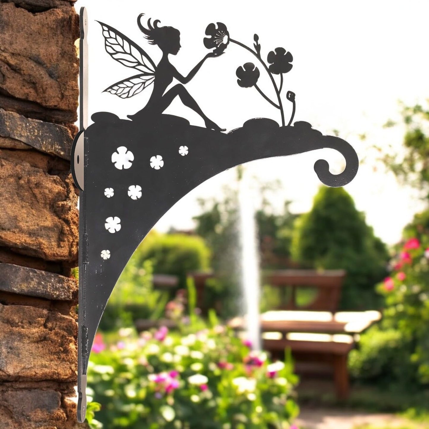 Epsom Door Handle Decorative Metal Fairy Hanging Basket Bracket – Heavy-Duty Wall Hook for Planters, Bird Feeders & Outdoor Décor