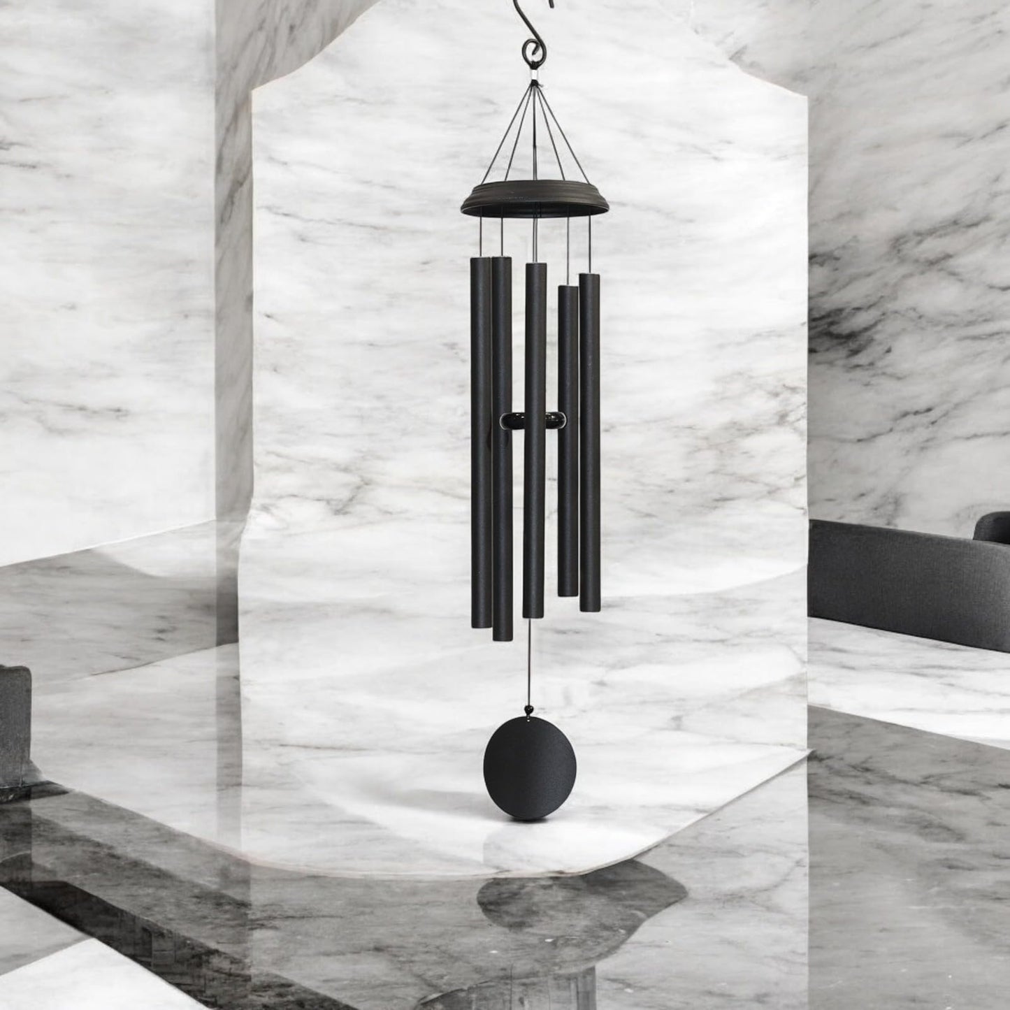 Concerto Musical Wind Chime – 40" Satin Black Outdoor Chime for Soothing Melodies, Garden, Patio & Home Décor