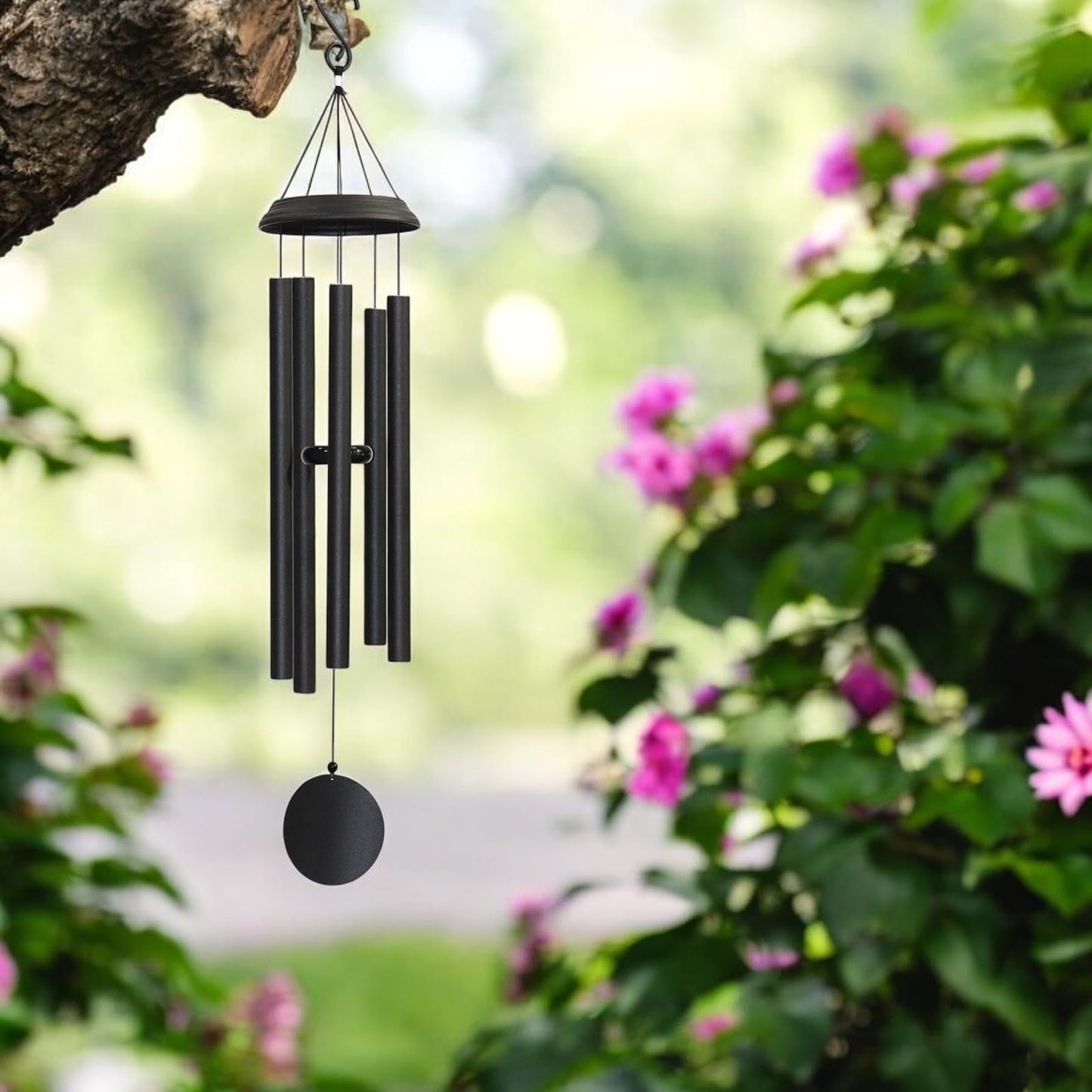 Concerto Musical Wind Chime – 40" Satin Black Outdoor Chime for Soothing Melodies, Garden, Patio & Home Décor
