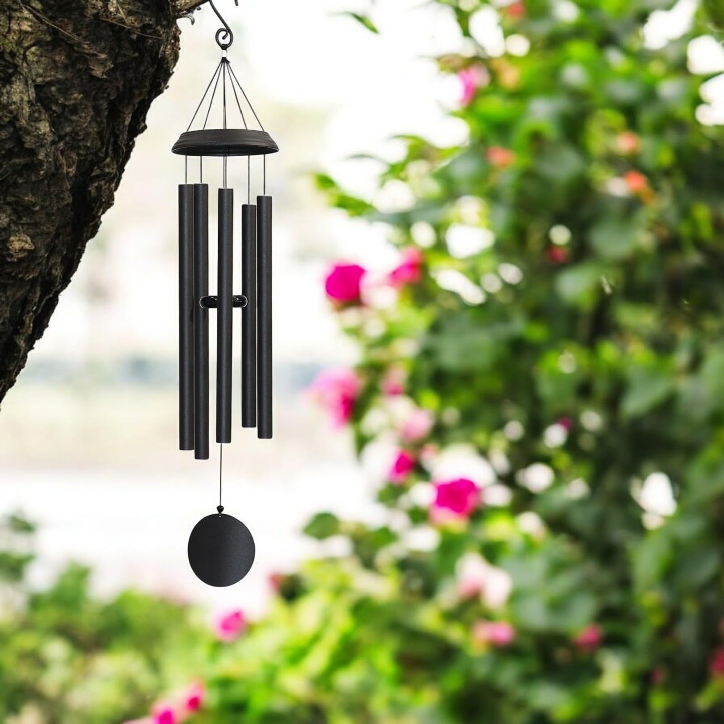 Concerto Musical Wind Chime – 40" Satin Black Outdoor Chime for Soothing Melodies, Garden, Patio & Home Décor