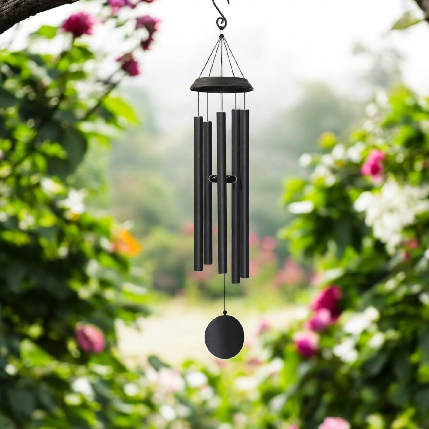Concerto Musical Wind Chime – 48" Satin Black Outdoor Chime for Soothing Melodies, Garden, Patio & Home Décor