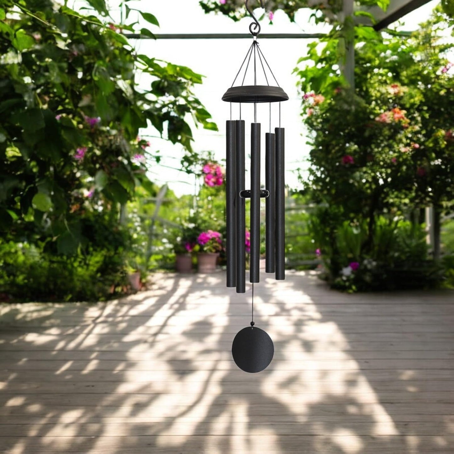 Concerto Musical Wind Chime – 40" Satin Black Outdoor Chime for Soothing Melodies, Garden, Patio & Home Décor