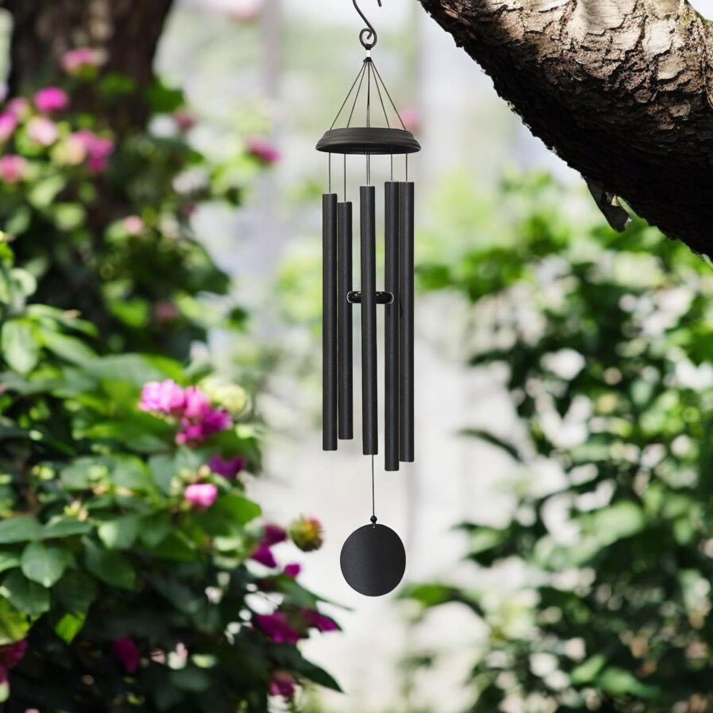 Concerto Musical Wind Chime – 48" Satin Black Outdoor Chime for Soothing Melodies, Garden, Patio & Home Décor