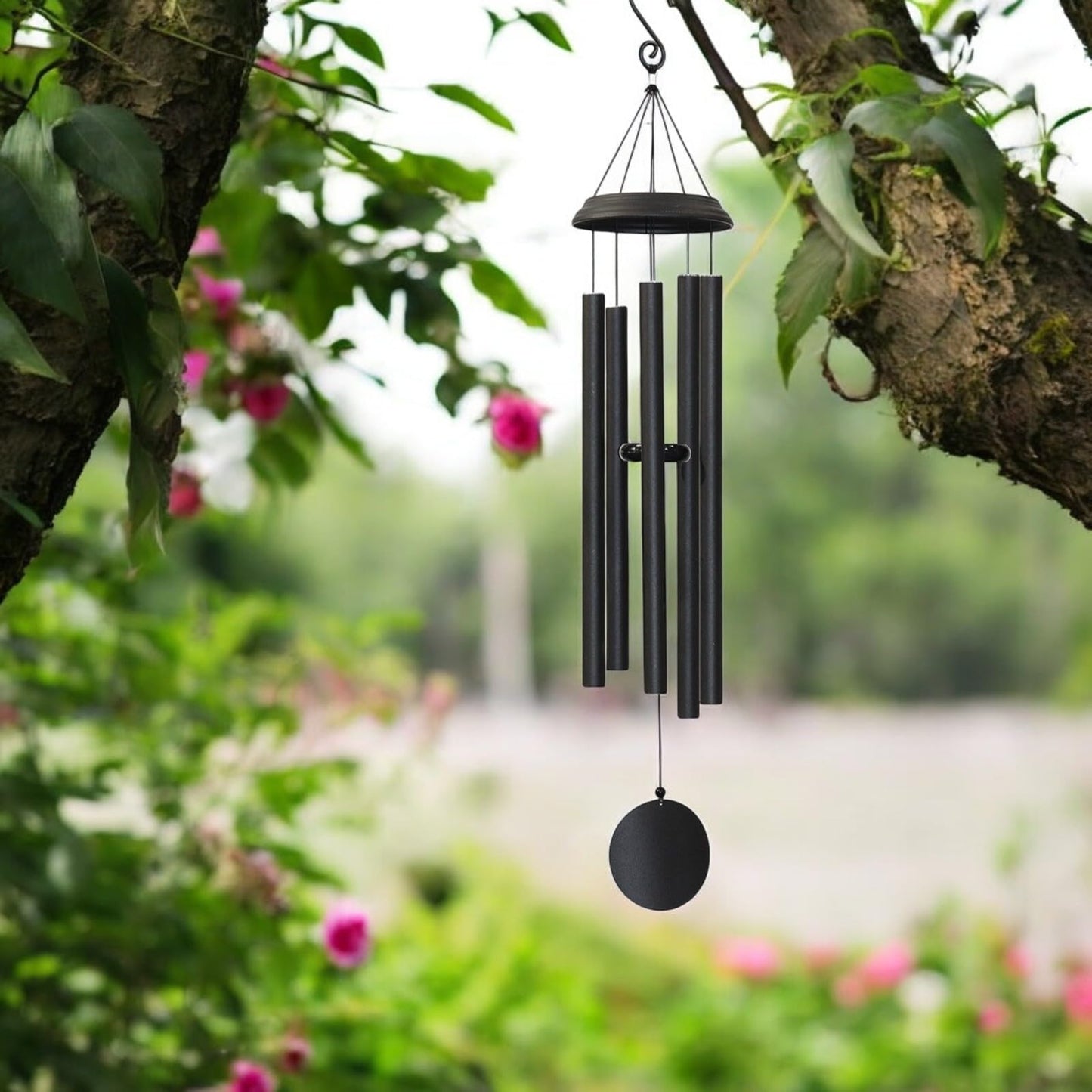 Concerto Musical Wind Chime – 48" Satin Black Outdoor Chime for Soothing Melodies, Garden, Patio & Home Décor