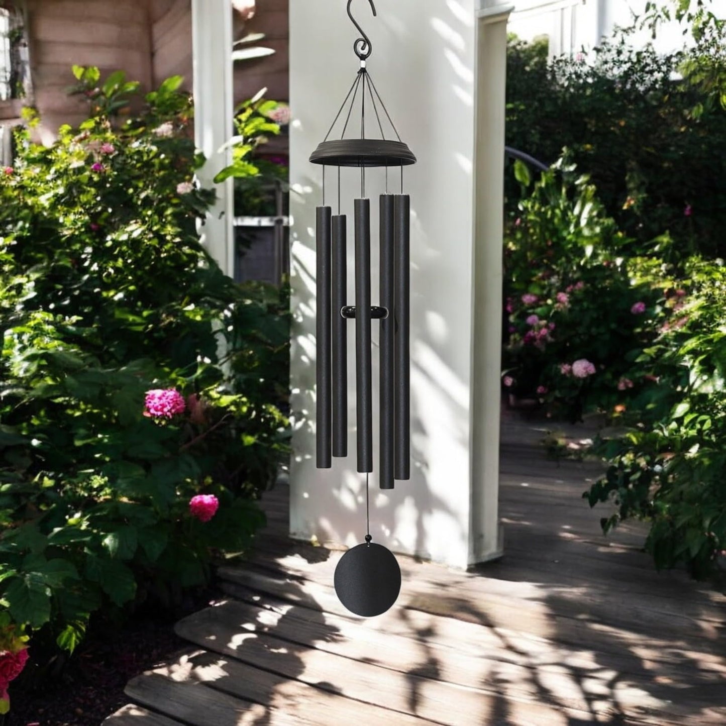 Concerto Musical Wind Chime – 48" Satin Black Outdoor Chime for Soothing Melodies, Garden, Patio & Home Décor