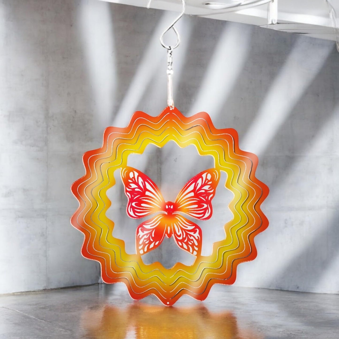 Red Butterfly Stainless Steel Hanging Wind Spinner