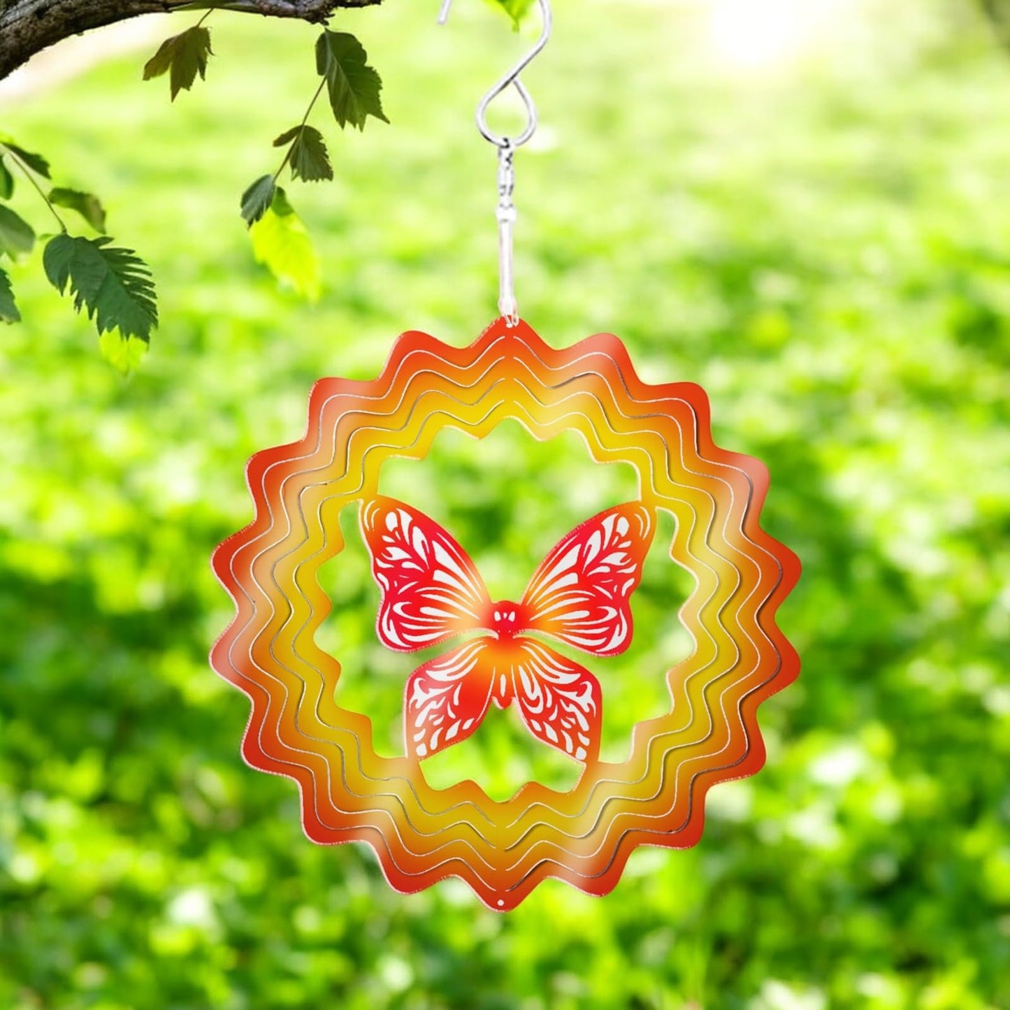 Red Butterfly Stainless Steel Hanging Wind Spinner