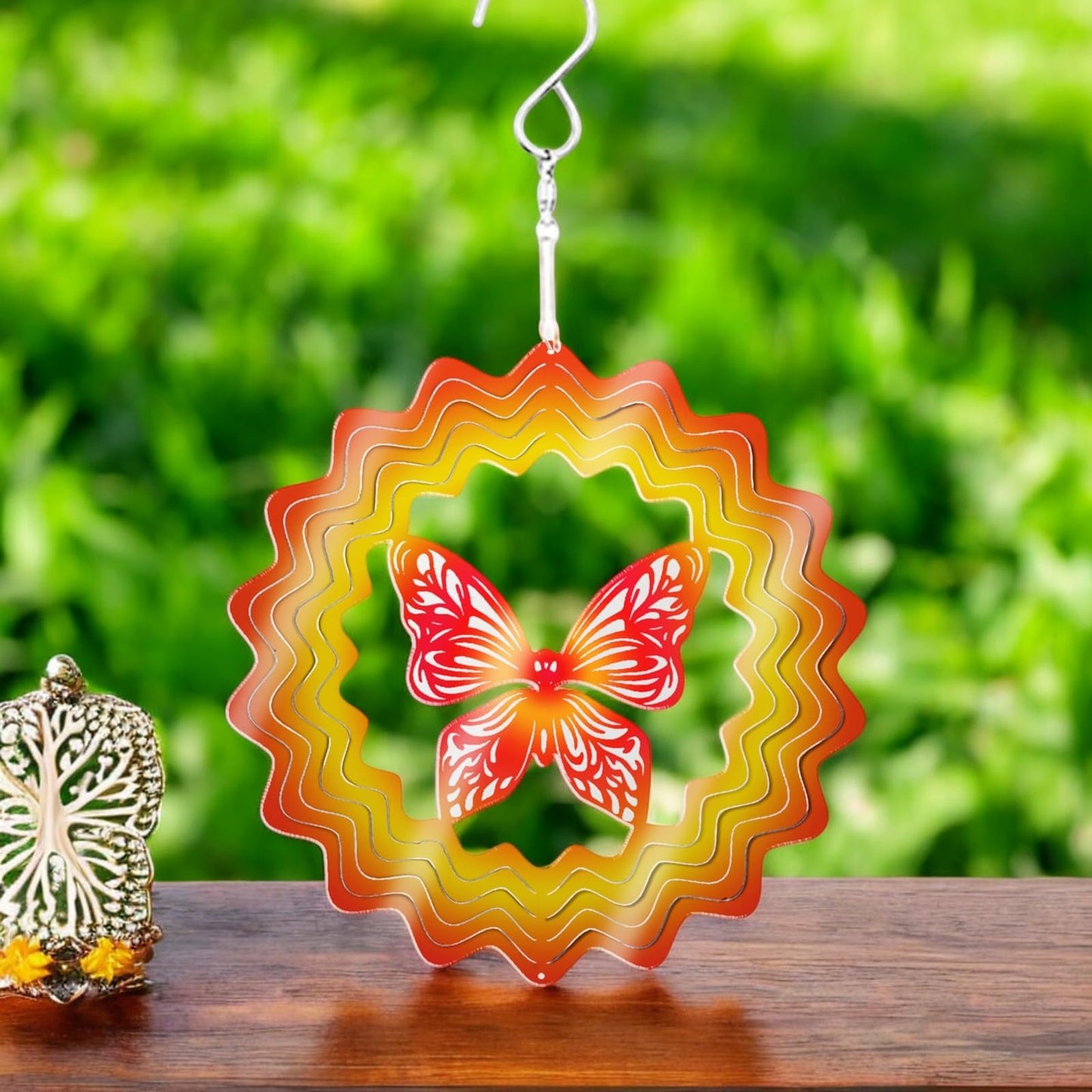 Red Butterfly Stainless Steel Hanging Wind Spinner