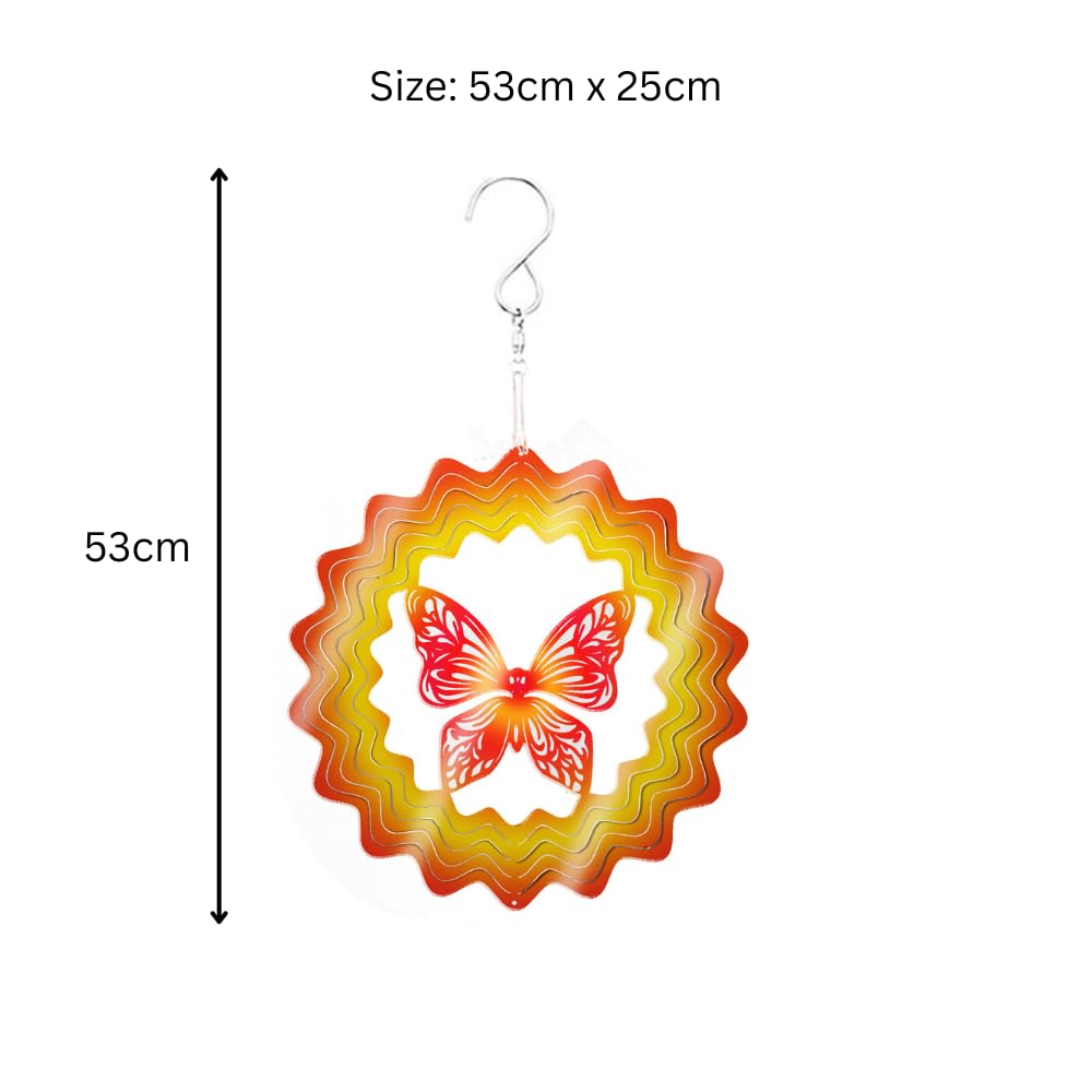 Red Butterfly Stainless Steel Hanging Wind Spinner