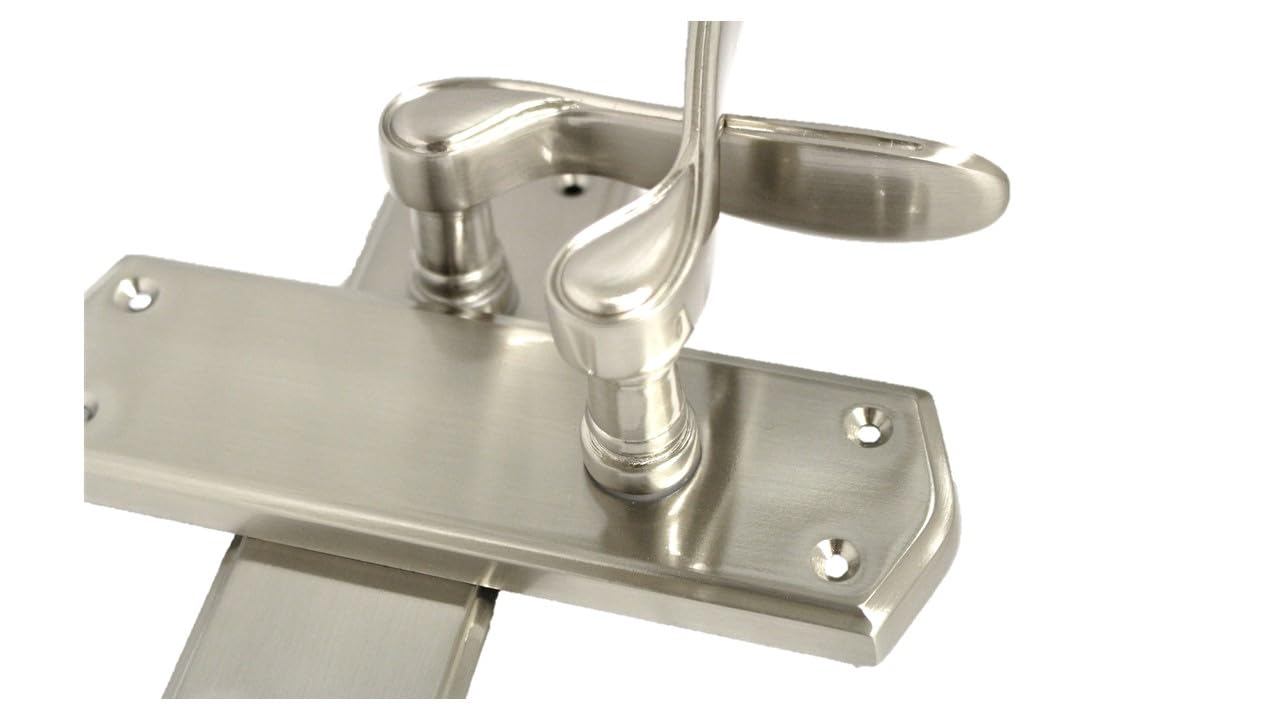 Satin Nickel Internal Door Handles with Long Back Plate - Stellar Design (4 Pair of Handles)